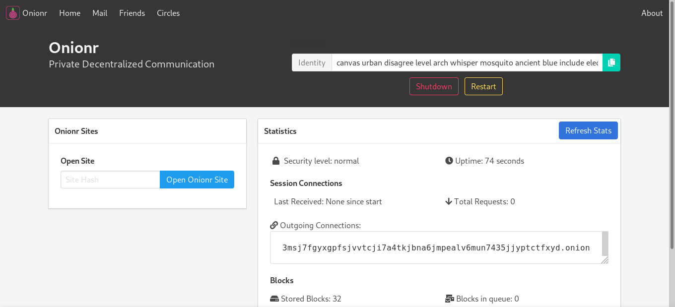 Node statistics page screenshot